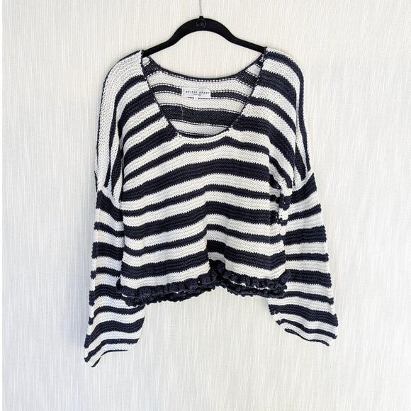 Apiece Apart Cotton/Linen Knit Striped Scoop Neck Long Sleeve Sweater, size S - Picture 1 of 8